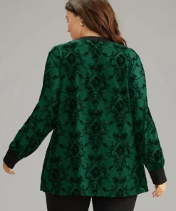Floral Print Mesh V Neck Blouse -Clothing Shop 889898898 qu