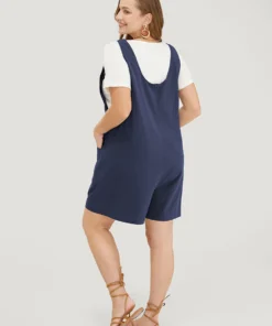 Solid Pocket Button Detail Knot Shoulder Overall Romper -Clothing Shop 892393645 vn 9d4d8ca3 c172 4c6d 888d c6264e6d6a77