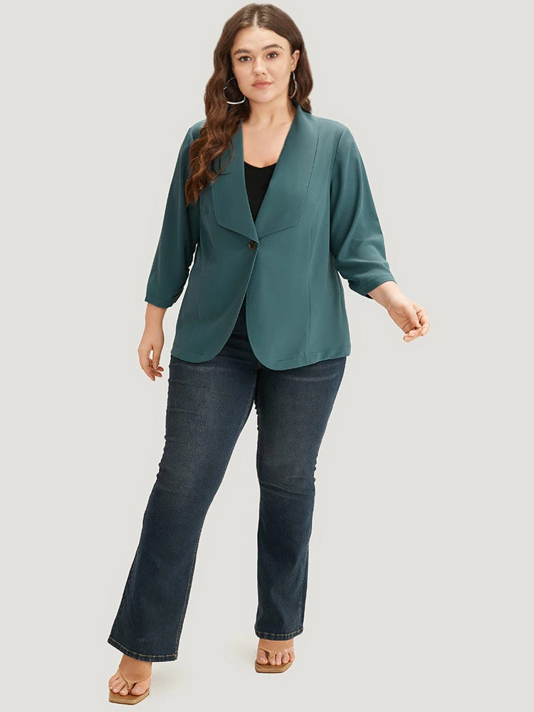 Plain Lapel Collar Gathered Blazer 6 Plain Lapel Collar Gathered Blazer - Image 4