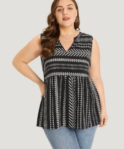 Bandana Print Notched Elastic Waist Tank Top