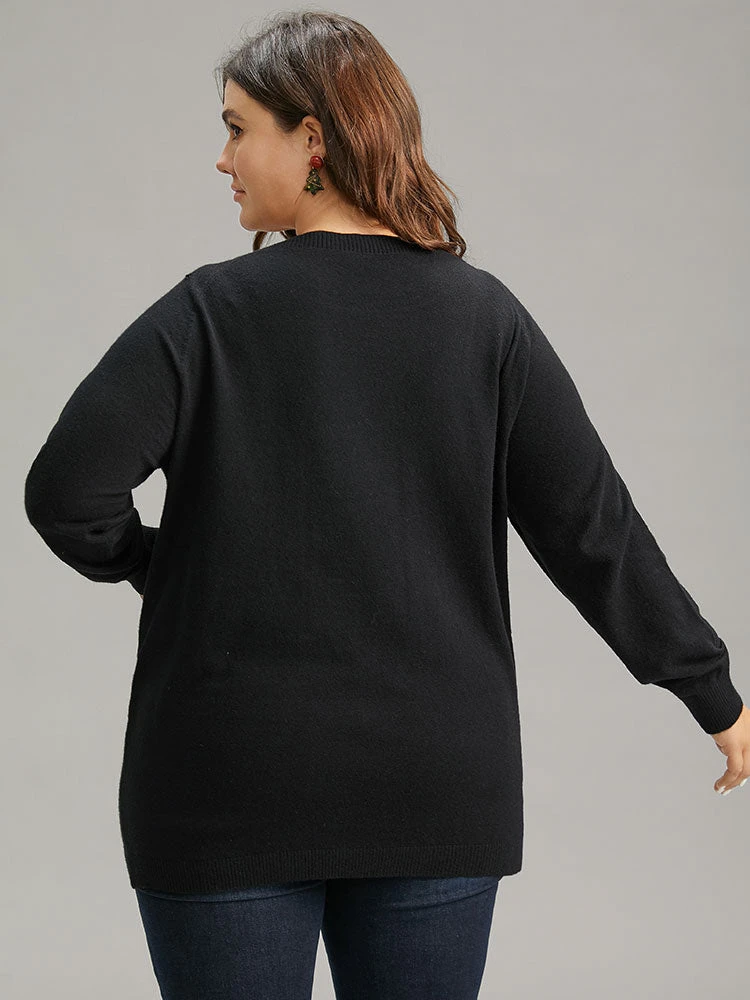 Supersoft Essentials Christmas Elk Letter Crew Neck Pullover 5 Supersoft Essentials Christmas Elk Letter Crew Neck Pullover - Image 3