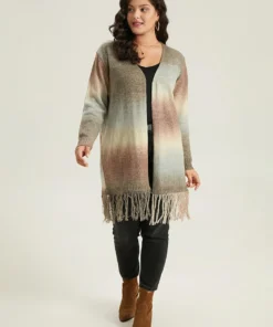 Ombre Fringe Trim Open Front Cardigan 15 Ombre Fringe Trim Open Front Cardigan -Clothing Shop 897078822 tl
