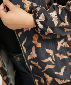 Halloween Bat Pattern Zipper Fly Hooded Coat -Clothing Shop 897177332 am