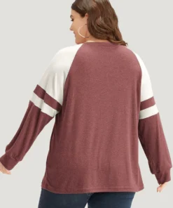 Colorblock Contrast Stitch Raglan Sleeve T-shirt -Clothing Shop 897674641 fh c647e515 8a5a 4a0c bd41 f961d78339d5