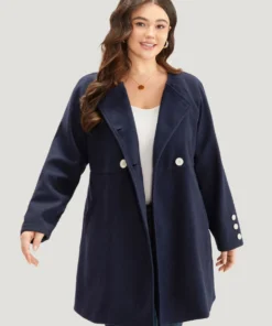 Solid Button Detail Pocket Coat -Clothing Shop 899877821 hg 9b29e643 6bef 4c2e a52a 016693aff8f4