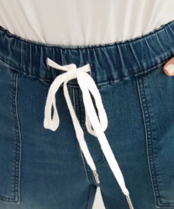 Slightly Stretchy High Rise Dark Wash Drawstring Jeans -Clothing Shop 900350764 cf