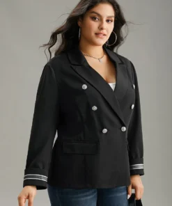 Suit Collar Metal Detail Patchwork Blazer -Clothing Shop 900405050 mo