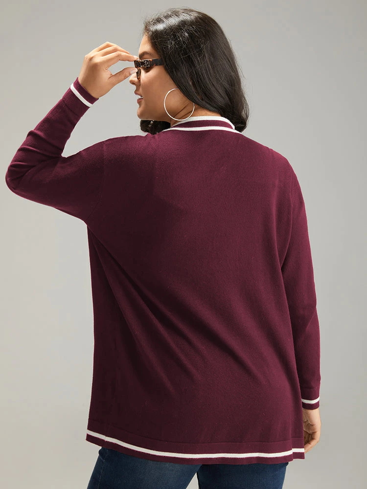 Supersoft Essentials Striped Patchwork Pocket Open Front Cardigan 16 Supersoft Essentials Striped Patchwork Pocket Open Front Cardigan - Image 14