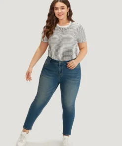 Zipper Fly Skinny Medium Wash Jeans -Clothing Shop 901396636 lq