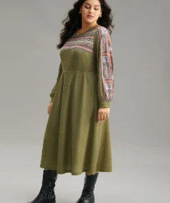 Boho Print Striped Patchwork Waffle Knit Dress -Clothing Shop 901755589 lf 4611ec9b 1919 4148 9424 d83128285e8e