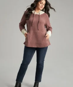 Waffle Knit Pocket Hooded Patchwork Sweatshirt -Clothing Shop 90235910 bc 293b8dc8 f241 4cc4 b845 4d84d654520b