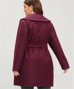 Solid Foldover Collar Pocket Asymmetrical Hem Belted Coat -Clothing Shop 902525828 hs 9cf65cdd efb1 4cc0 8448 b573589f69d4