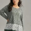 Heather Guipure Lace Round Neck T-shirt