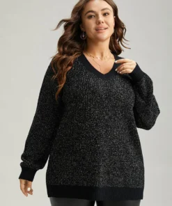 Sparkly Elastic Cuffs Loose Pullover