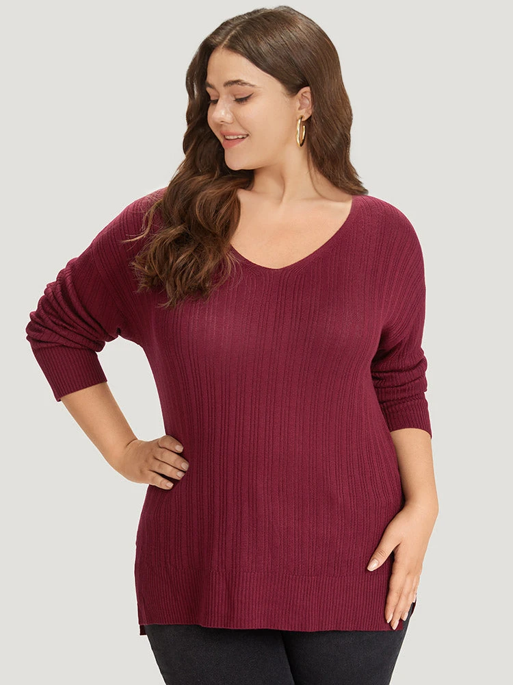Supersoft Essentials Plain Rib Knit Split Side Pullover 6 Supersoft Essentials Plain Rib Knit Split Side Pullover - Image 4