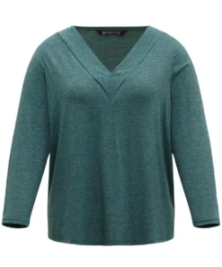 Plain Heather Pleated V Neck T-shirt -Clothing Shop 904294125 dp ba6c1a1b d915 4cd9 bda2 0922f7bb6d32