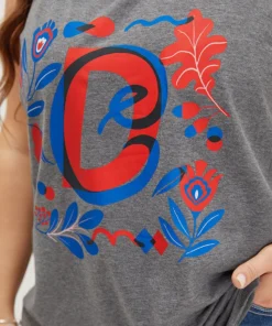 Letter & Floral Print Sleeveless Tank Top -Clothing Shop 904798037 ha