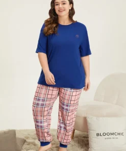 Floral Glitter Crew Neck Sleep Top -Clothing Shop 905679384 vu