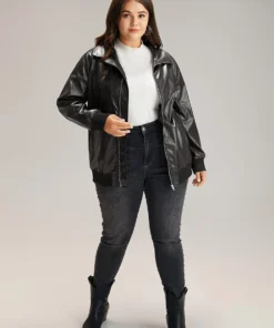 Plain Zipper Fly Rib Knit Patchwork Jacket 14 Plain Zipper Fly Rib Knit Patchwork Jacket -Clothing Shop 905688223 kp