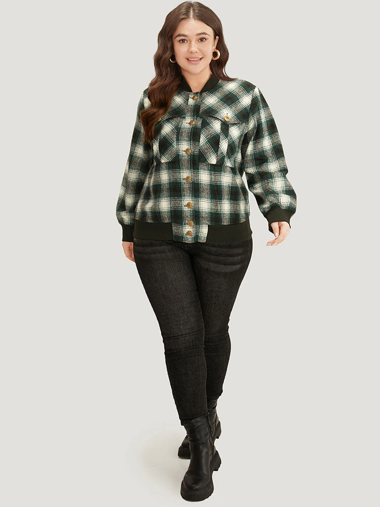 Halloween Plaid Pocket Button Up Contrast Patchwork Jacket 6 Halloween Plaid Pocket Button Up Contrast Patchwork Jacket - Image 4