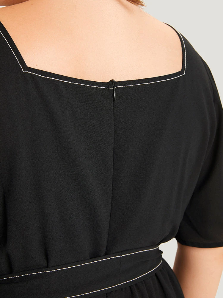 Contrast Stitch Pocket Button Detail Belted Zipper Jumpsuit 10 Contrast Stitch Pocket Button Detail Belted Zipper Jumpsuit - Image 8