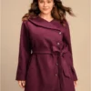 Solid Foldover Collar Pocket Asymmetrical Hem Belted Coat -Clothing Shop 907958760 ms 2c5ecf14 9d4b 440f aff2 88b39e0d214a
