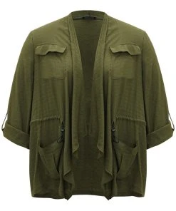 Supersoft Essentials Plain Pocket Asymmetrical Drawstring Coat -Clothing Shop 908412235 ie