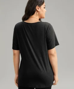 Moon And Star Print V Neck T-shirt 25 Moon And Star Print V Neck T-shirt -Clothing Shop 909082543 he