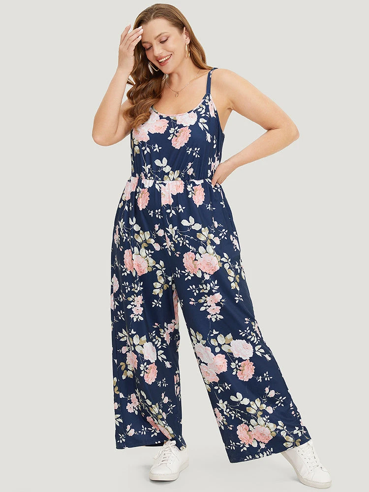 Floral Print Pocket Scoop Neck Cami Jumpsuit 3 Floral Print Pocket Scoop Neck Cami Jumpsuit