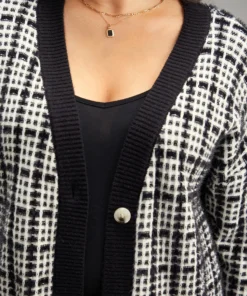 Plaid Button Down Patched Pocket Cardigan -Clothing Shop 909507087 ph