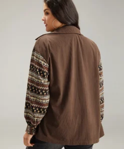 Bandana Print Patchwork Button Through Jacket -Clothing Shop 909849049 bo