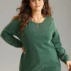 Solid Vintage Round Neck Sweatshirt -Clothing Shop 910045336 bg
