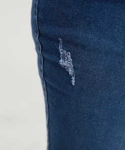 Very Stretchy High Rise Dark Wash Button Hem Jeans -Clothing Shop 910056028 na