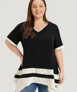 Anti-Wrinkle Two Tone Hanky Hem Blouse 38 Anti-Wrinkle Two Tone Hanky Hem Blouse -Clothing Shop 910618996 sr 1433f223 5837 4787 a39d 8e510756a8c5