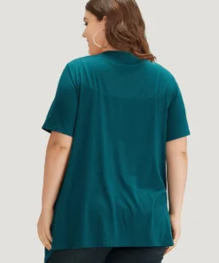 Plain Open Front Pocket Asymmetrical Hem Kimono -Clothing Shop 910745745 ut