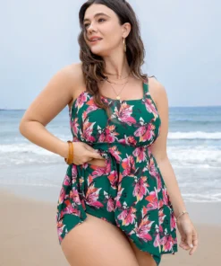 Floral Print A Line Round Neck Ruffle Hem Swim Dress -Clothing Shop 910966134 yo d33be8b4 472c 4838 8192 fcff29a17348
