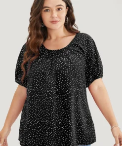 Polka Dot Pleated Round Neck Puff Sleeve Blouse 30 Polka Dot Pleated Round Neck Puff Sleeve Blouse -Clothing Shop 911289147 pa 6333aa23 7acd 4aa8 b517 83b74c1f12c1
