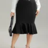 Plain Ruffles Buckle Detail Mermaid Hem Skirt -Clothing Shop 911612665 xw