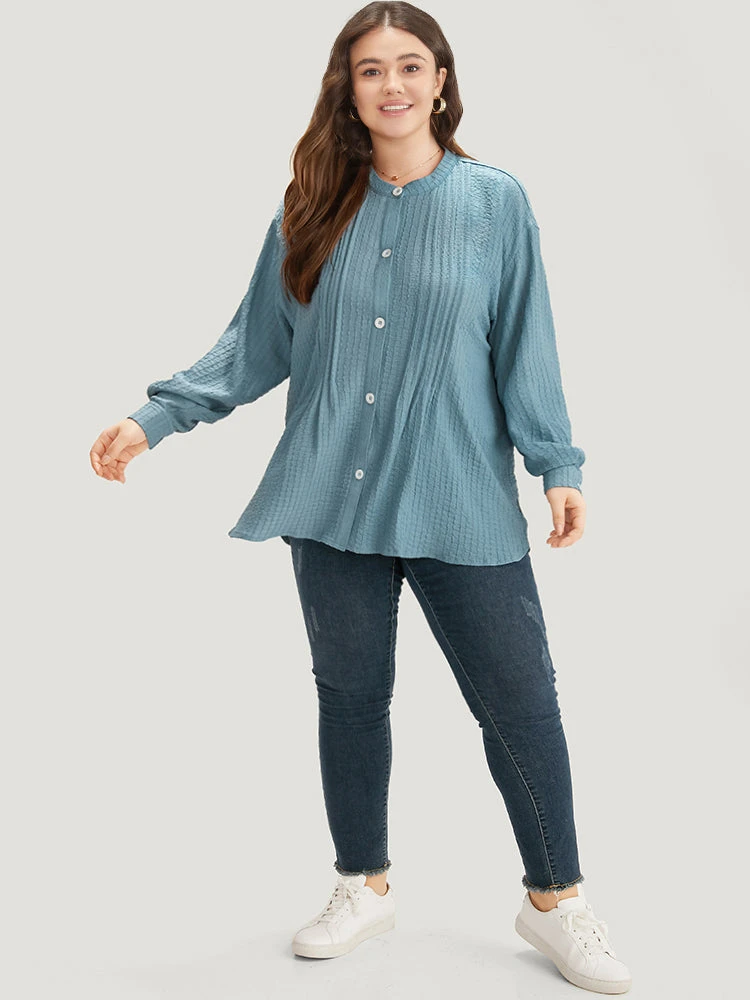 Plisse Button Up Curved Hem Kimono 7 Plisse Button Up Curved Hem Kimono - Image 5