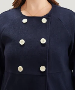 Solid Button Detail Pocket Coat -Clothing Shop 911637463 sq e1baf398 8a3e 4852 a18e f56a8e745ed3