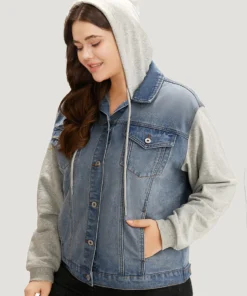 Hooded Patchwork Flap Pocket Denim Jacket -Clothing Shop 912028416 gm 7f1a54f3 3249 4e35 9300 694dc23ae117