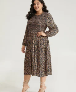 Ditsy Floral Shirred Pocket Pleated Frill Trim Dress -Clothing Shop 912214489 qg 85791f63 a032 44dc a4b0 6525806c1419