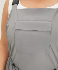 Solid Flap Pocket Drawstring Side Overall Jumpsuit -Clothing Shop 913873470 af