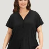Plain V Neck Button Up Sleep Top -Clothing Shop 914445922 ku