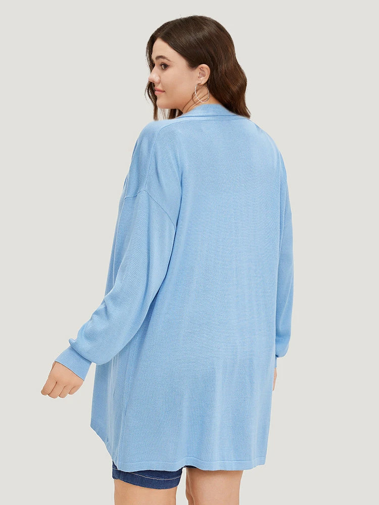 Supersoft Essentials Plain Drop Shoulder Lapel Collar Cardigan 4 Supersoft Essentials Plain Drop Shoulder Lapel Collar Cardigan - Image 2