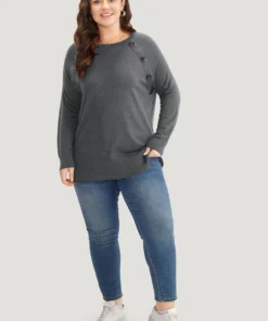 Supersoft Essentials Button Detail Raglan Sleeve Pullover -Clothing Shop 915296908 ud