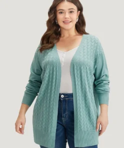 Supersoft Essentials Geometric Eyelet Open Front Cardigan