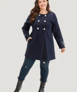 Solid Button Detail Pocket Coat -Clothing Shop 915792525 bq 4cb91e9d 8eab 4d90 8ad0 df5e93ef194d