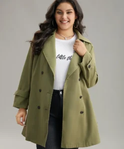 Plain Double Breasted Belted Pocket Windbreaker 17 Plain Double Breasted Belted Pocket Windbreaker -Clothing Shop 916850973 zg