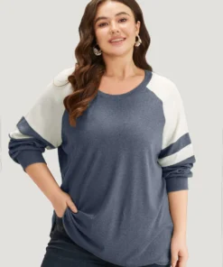 Colorblock Contrast Stitch Raglan Sleeve T-shirt -Clothing Shop 91726886 vy 87eedfe9 118f 4d98 9379 91744e0bec4e